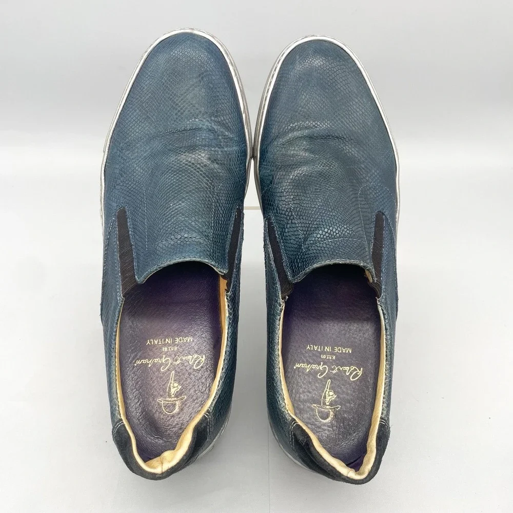 Robert‎ Graham Mens 44 11 Rolo Slip On Sneakers Shoes Blue Snake Leather Casual
